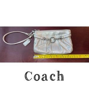 COACH Silver Shimmer Wristlet~Super soft leather~EUC